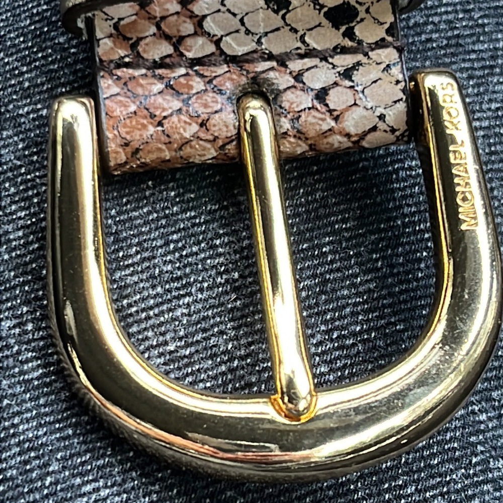 Michael Kors, metallic gold, snake, skin, cheetah, print, gold studs belt, S - Picture 3 of 6